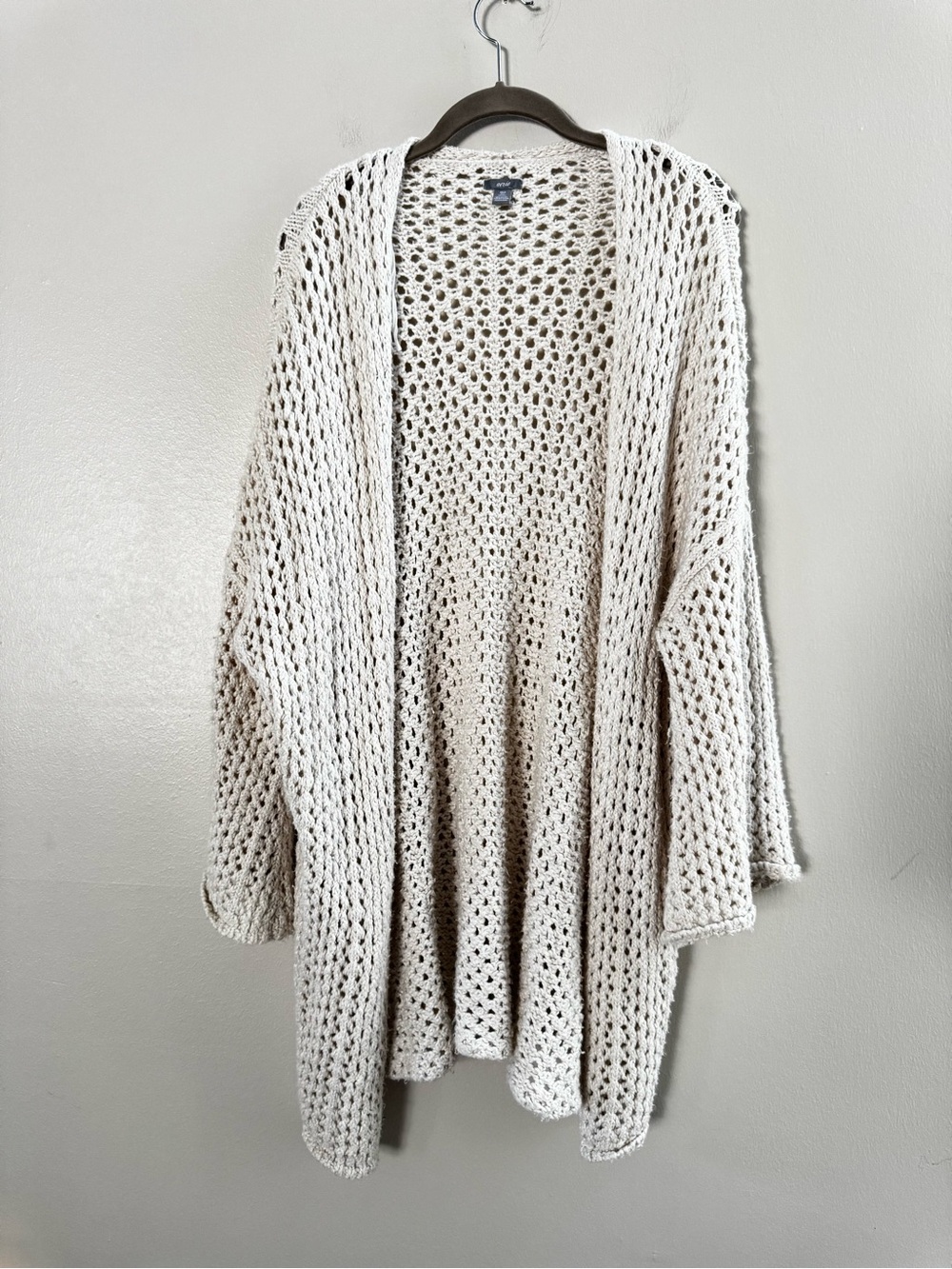 Aerie Open Front Chunky Woven Cream Off White Oversized Cardigan Sweater XS/S